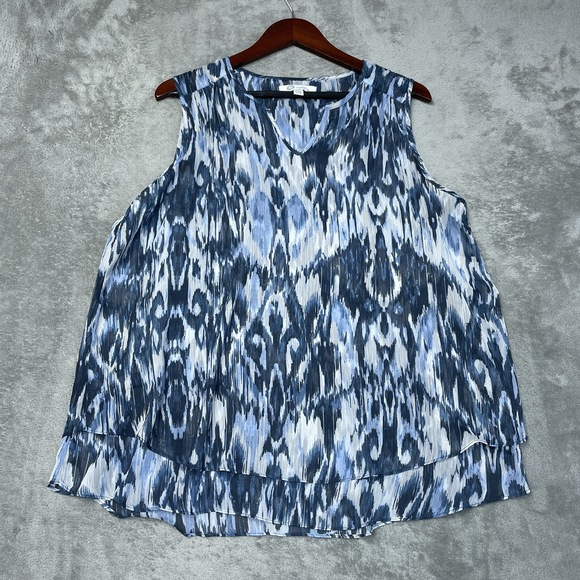 Cristina B Tops - Cristina B Women's L Blouse Blue Polyester a1915